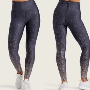 Peloton Show Up Sparkle Leggings Womens Size Medium Navy Blue Foil Details